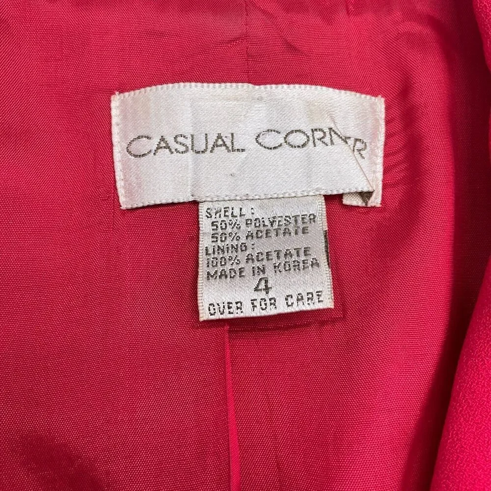 Casual Corner Skirt Suit Women 4/28W‎ Red 2pc Classic Career Party Formal VTG